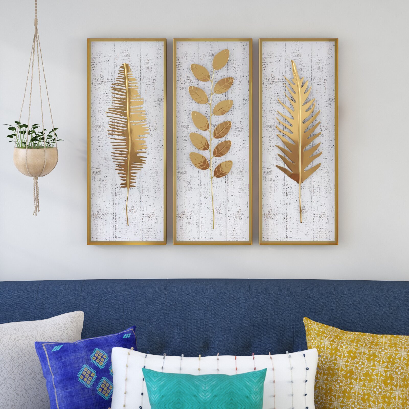 Gold Rectangular Metal Wall Decor Set