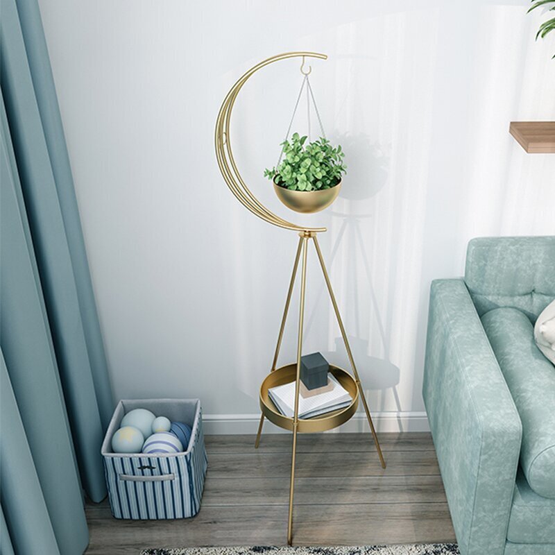 Golden metal plant stand