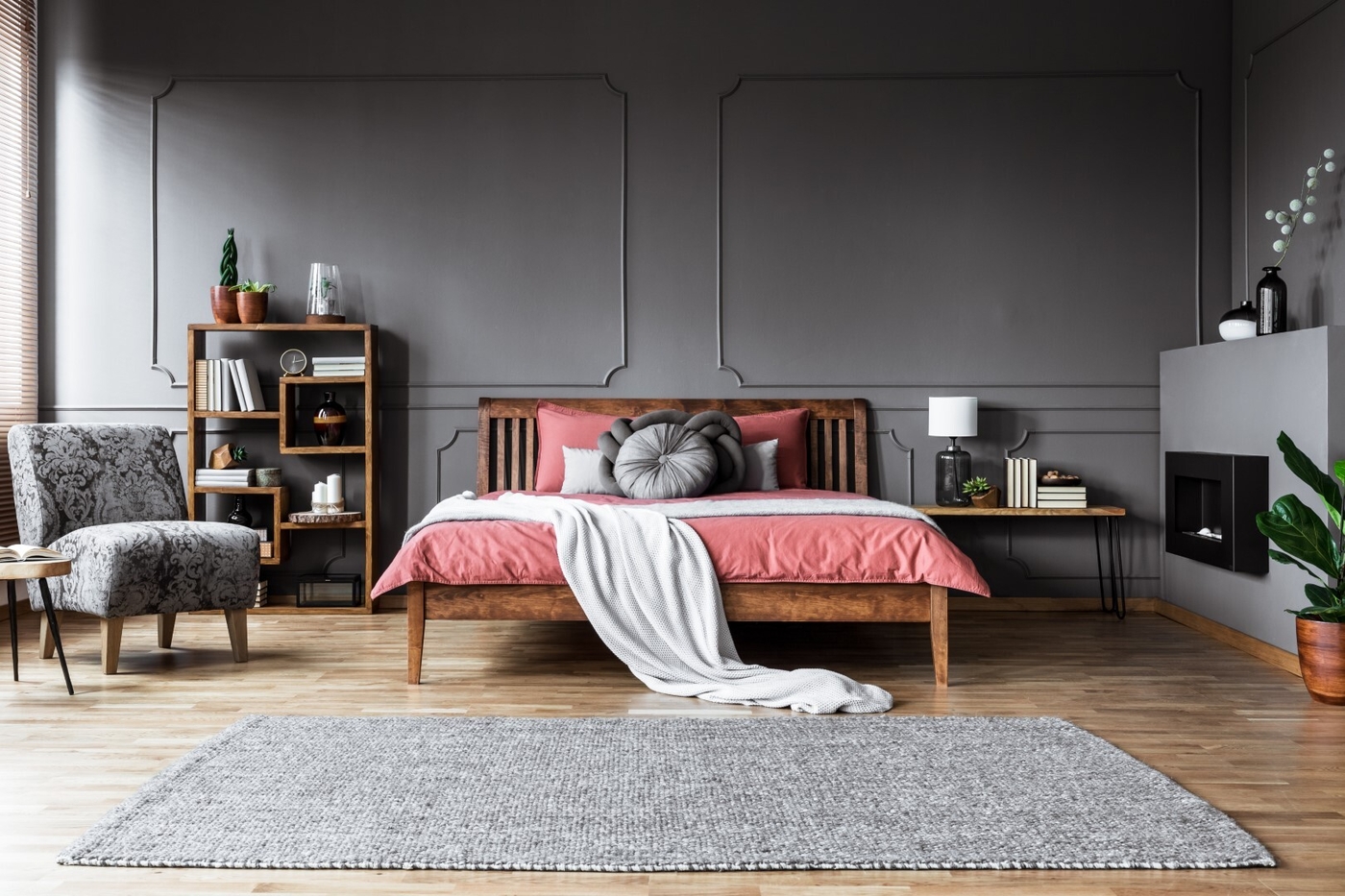 Gray and pink bedroom