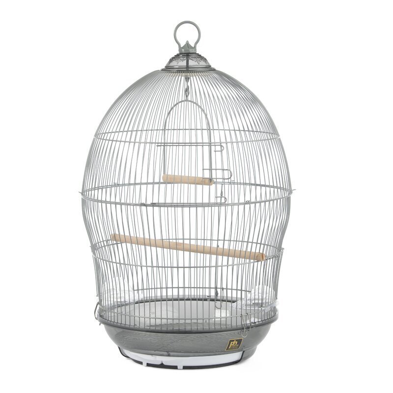 Gray Dome Top Birdcage With Perch