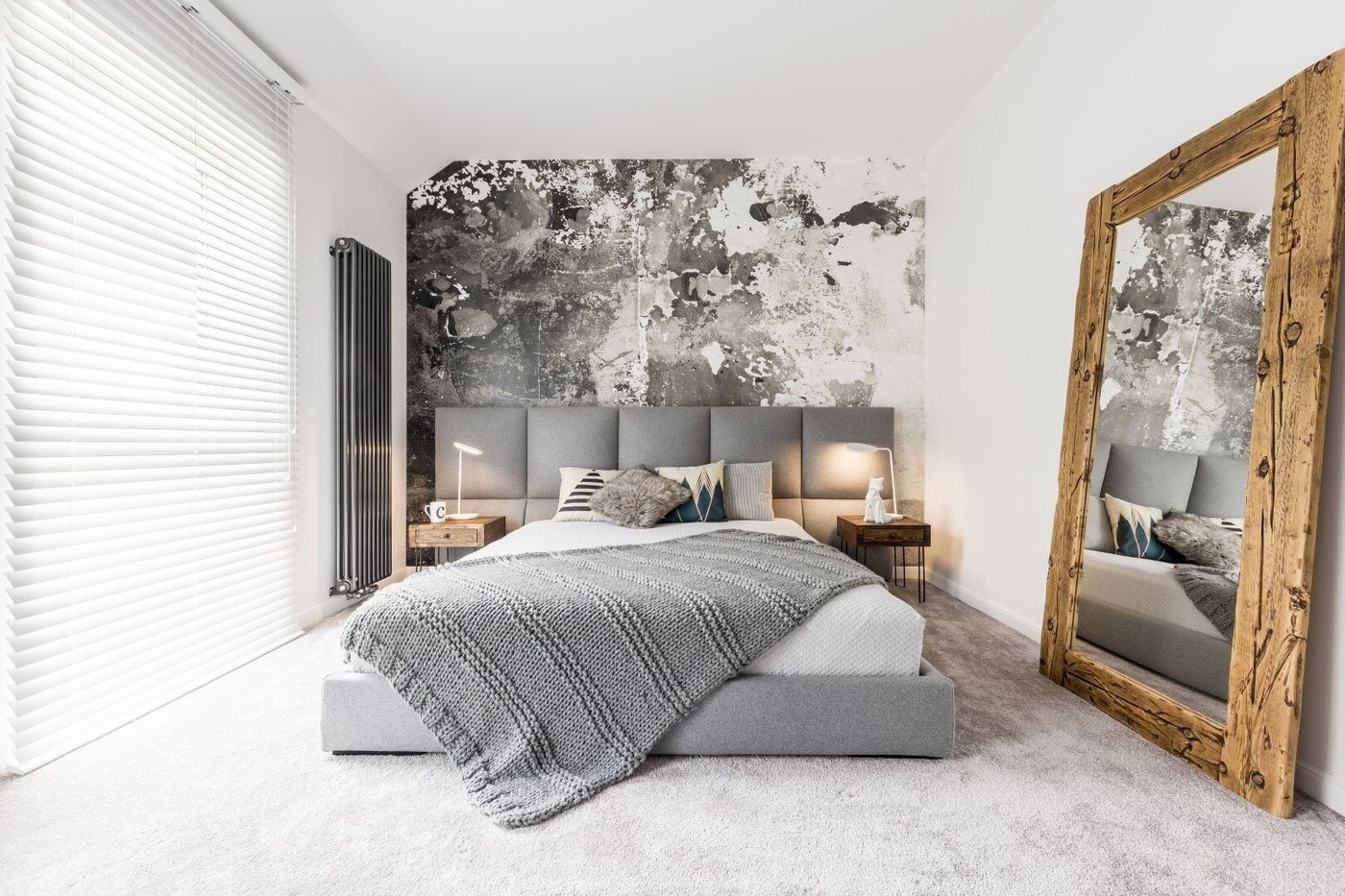 Gray square headboard
