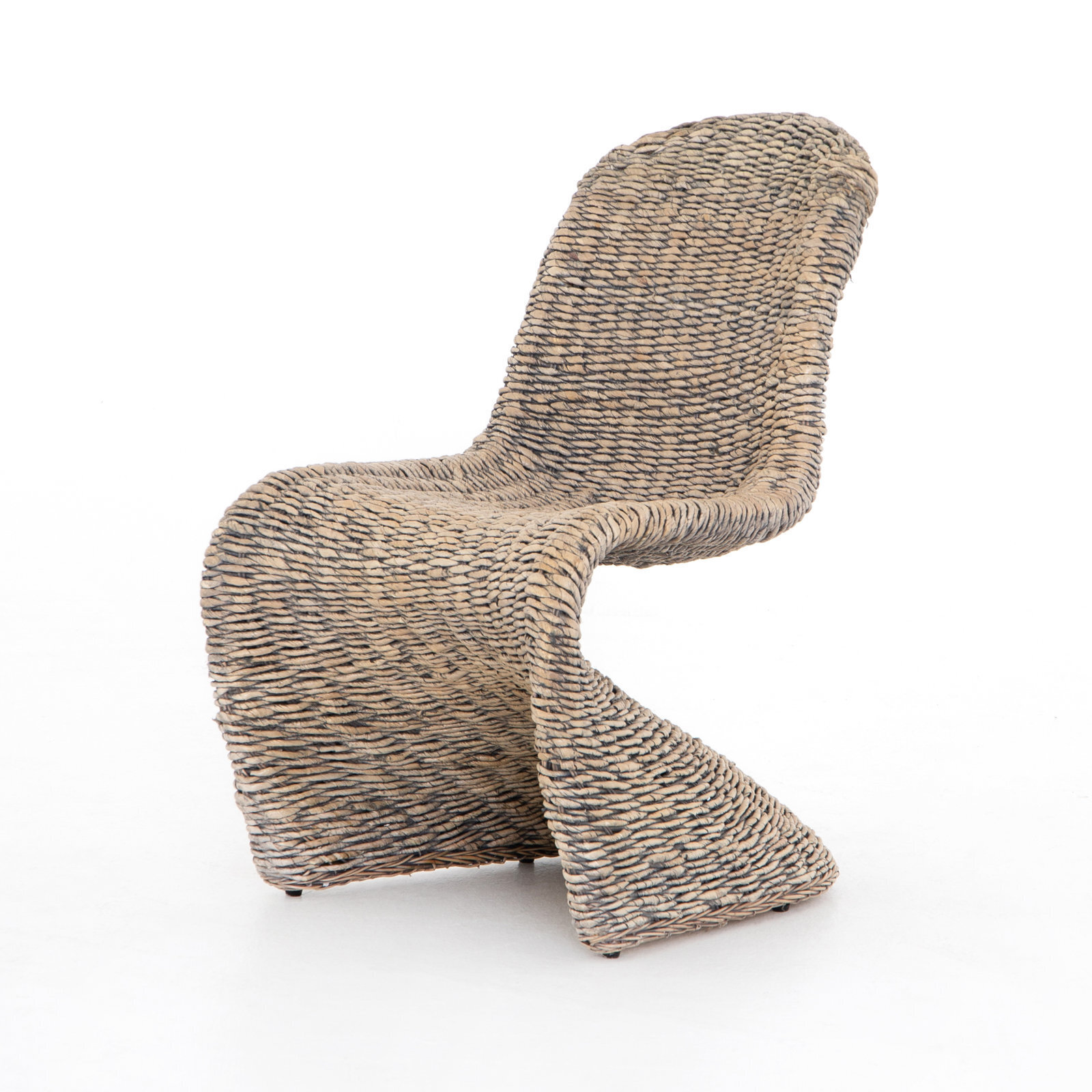 Gray Washed Curvy Banana Leaf Chair
