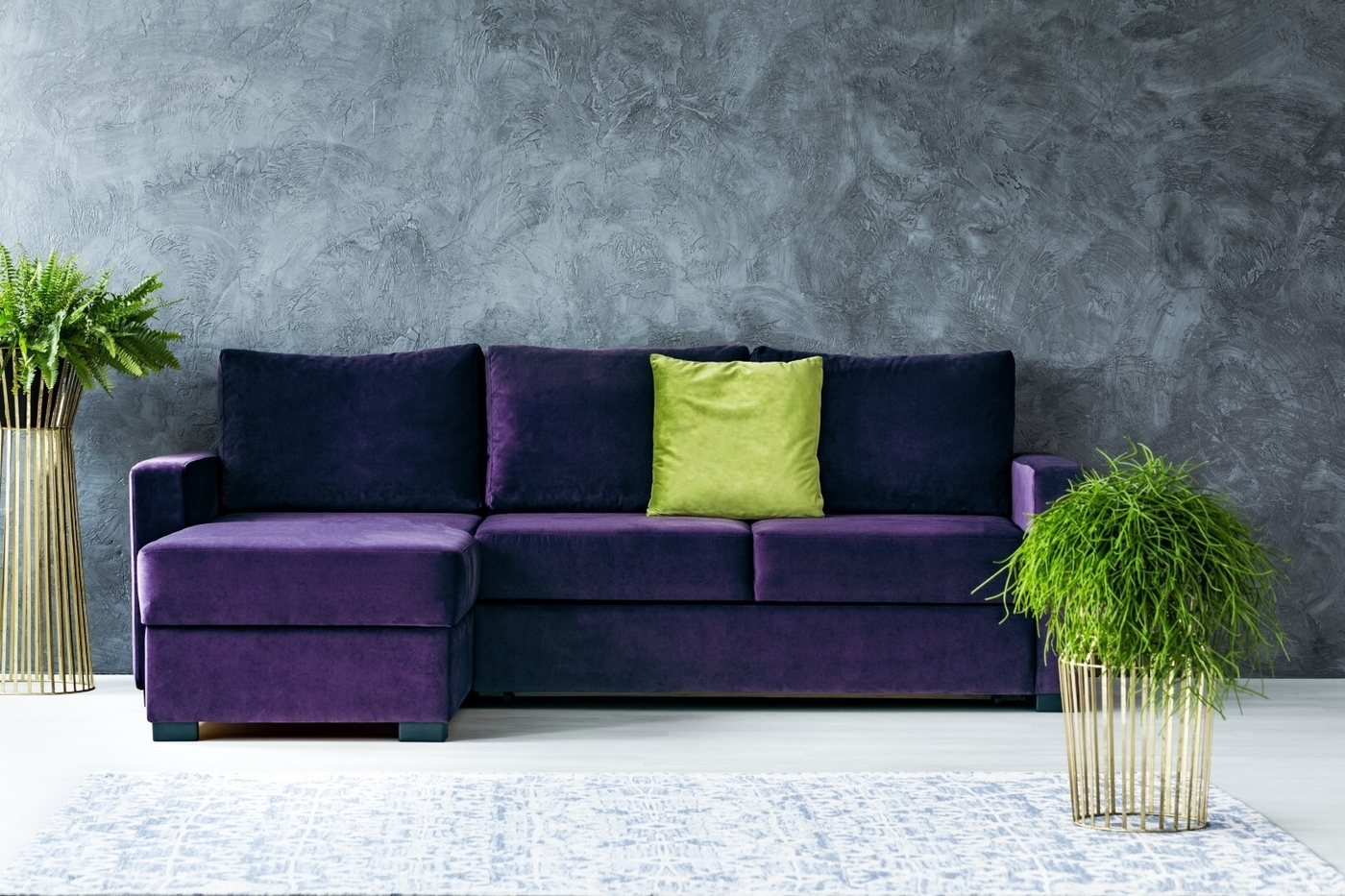 Green and purple living room