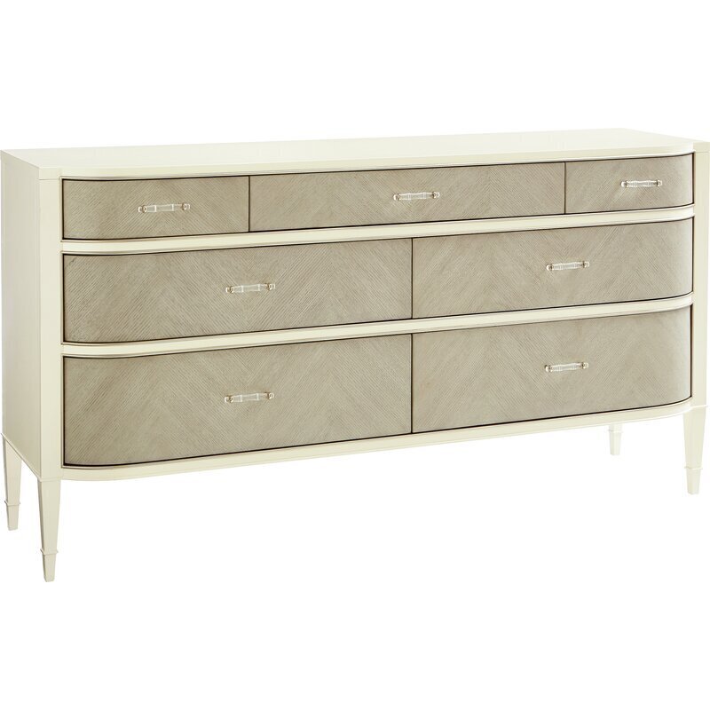 Grey and Taupe Curved Chest Of Drawers