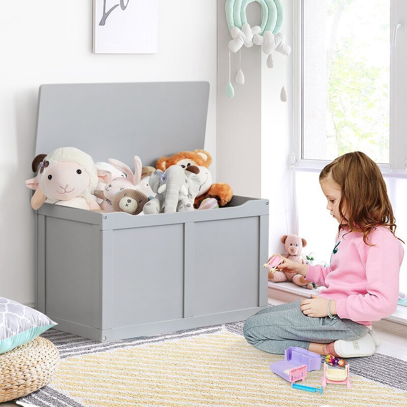 Grey Wooden Toy Chest Bench