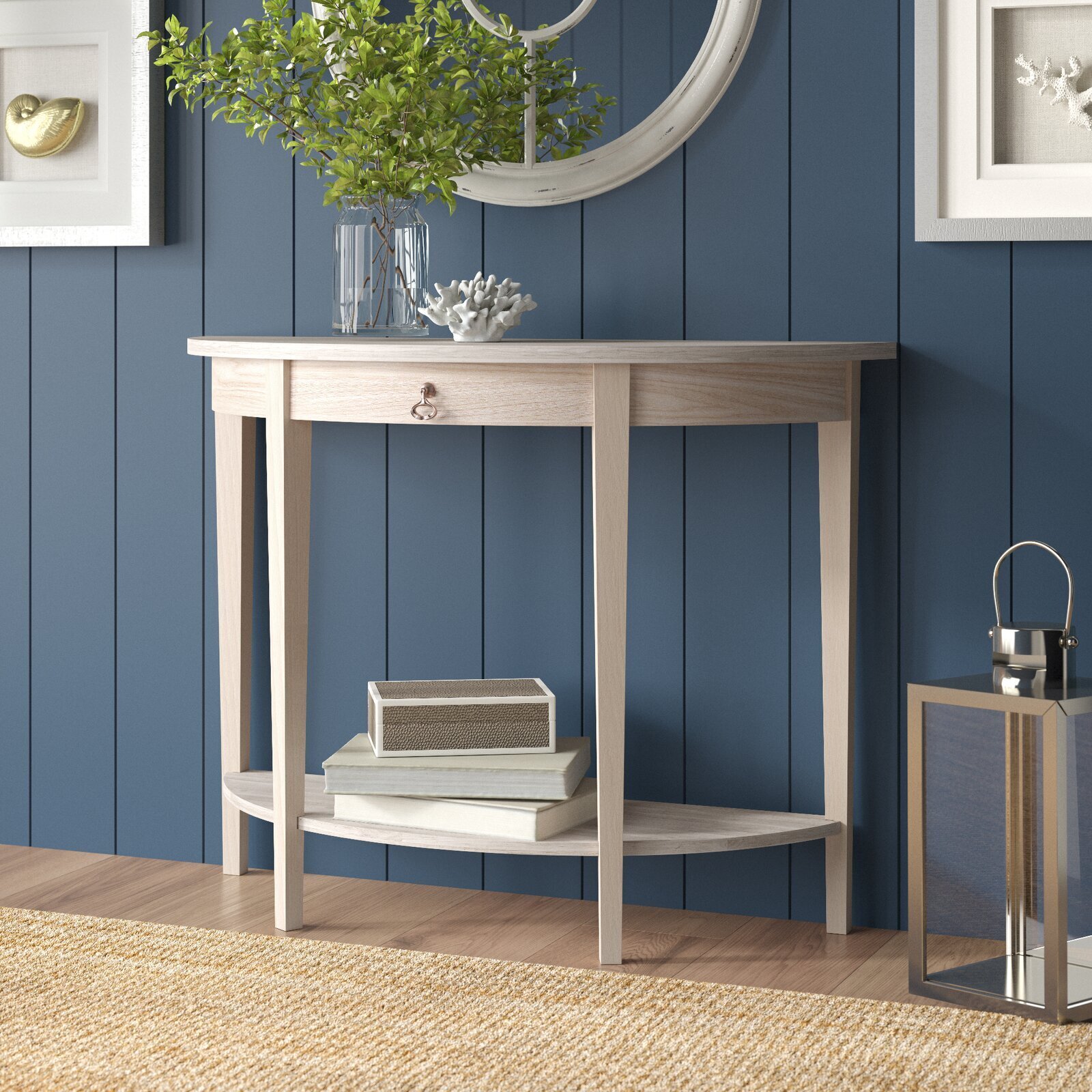 Half Moon Wood Console Table
