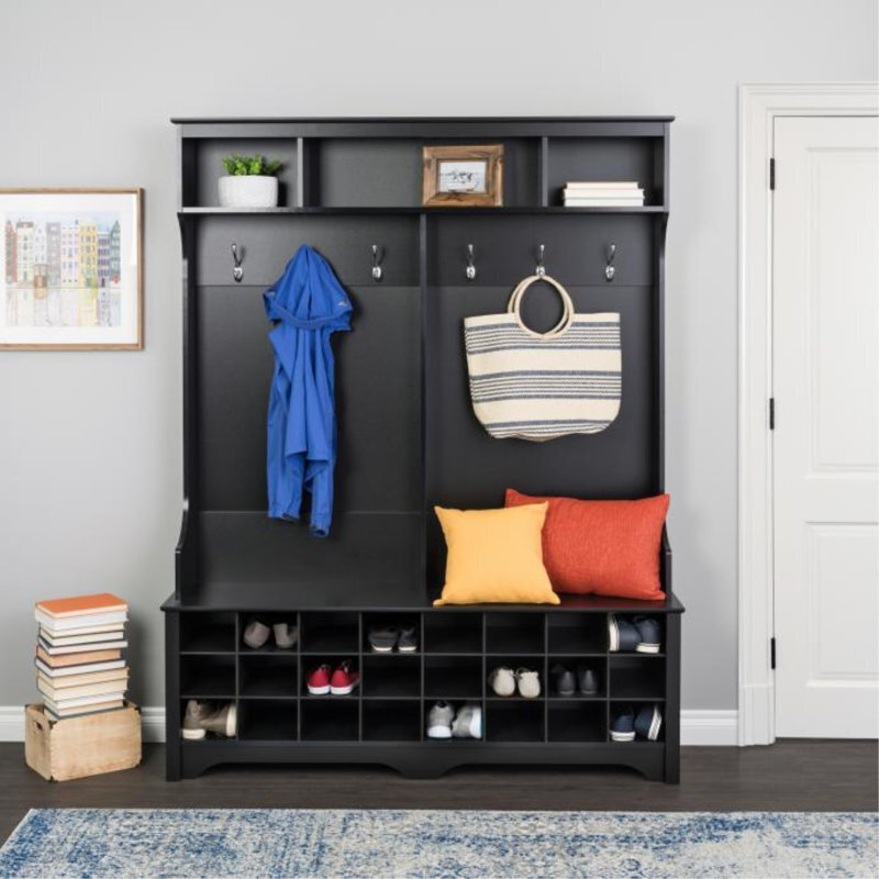 Hall tree coat rack storage bench with plenty of shoe storage
