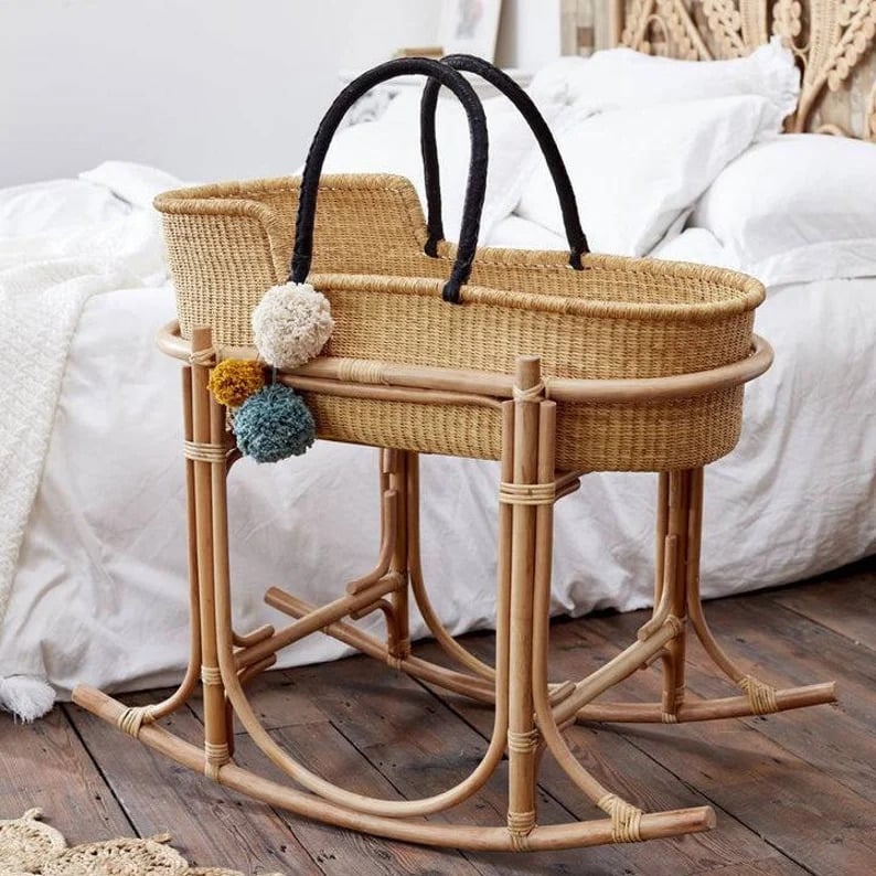 Handmade Wooden Bassinet Rocker