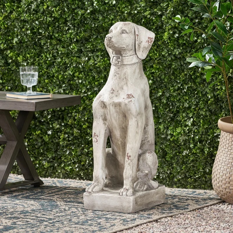 Happy Neutral Life Size Dog Sculpture