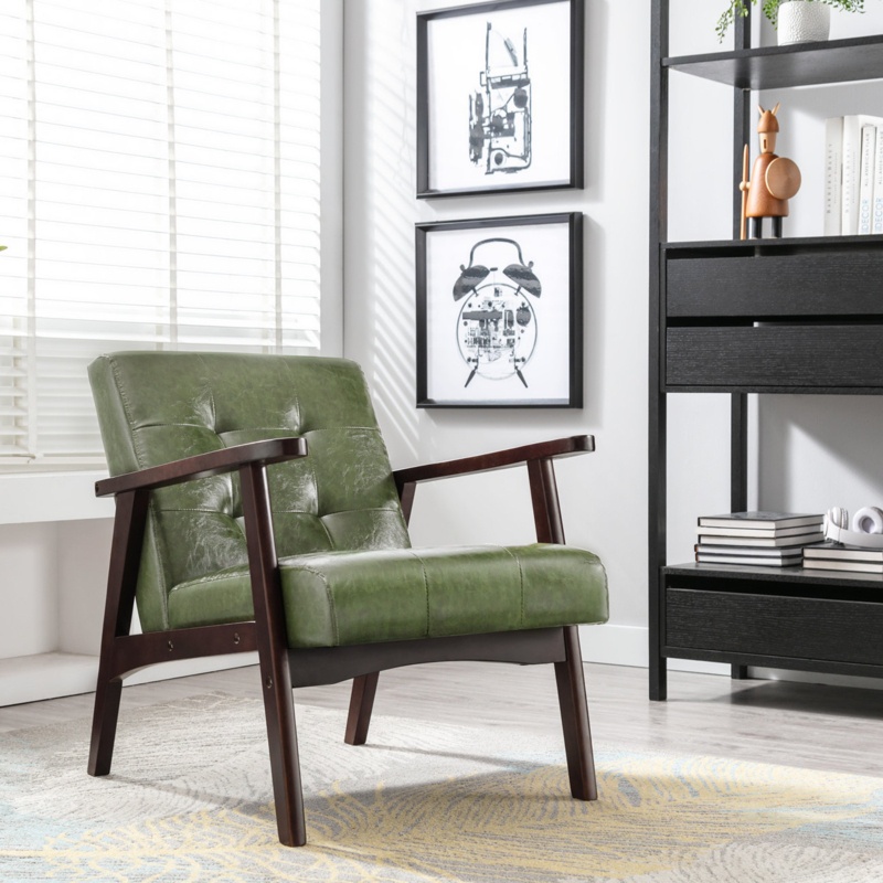 Mid-Century Faux Leather Armchair