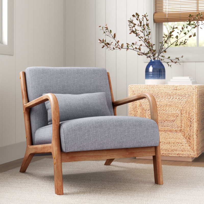 Hertford Lyquinn 25.78'' Wide Linen Armchair With Solid Wood Foot