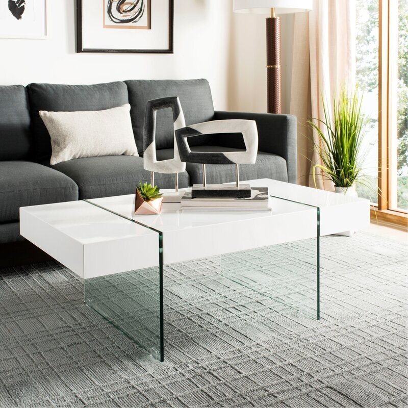 High gloss finish white coffee table 