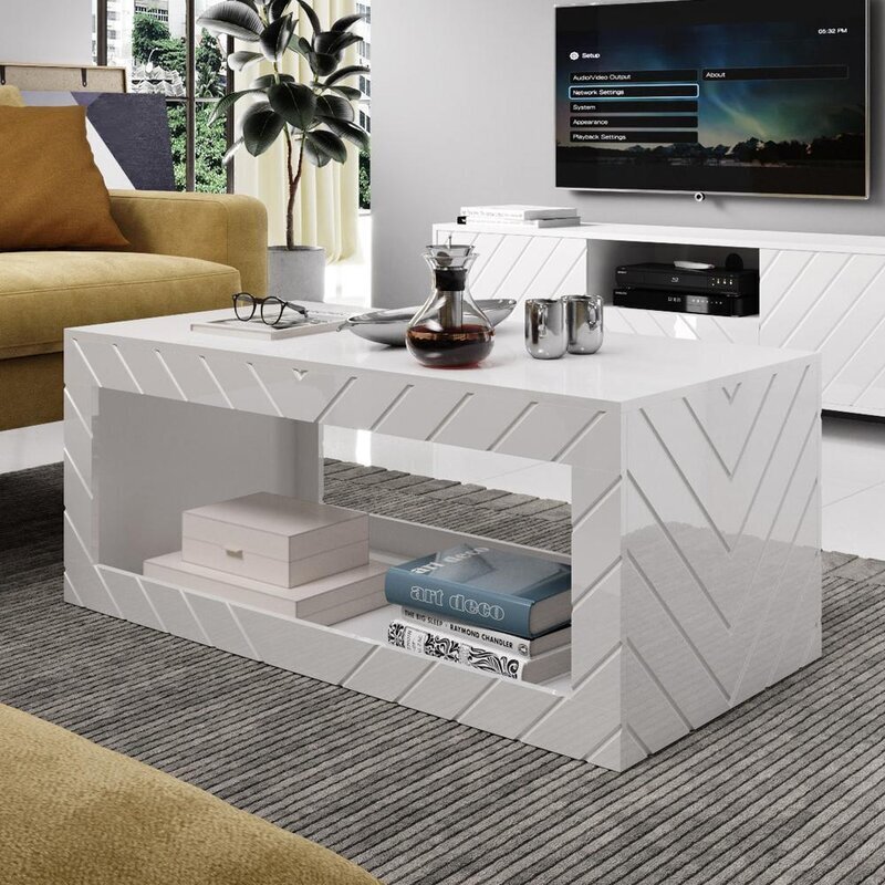 High gloss white coffee table