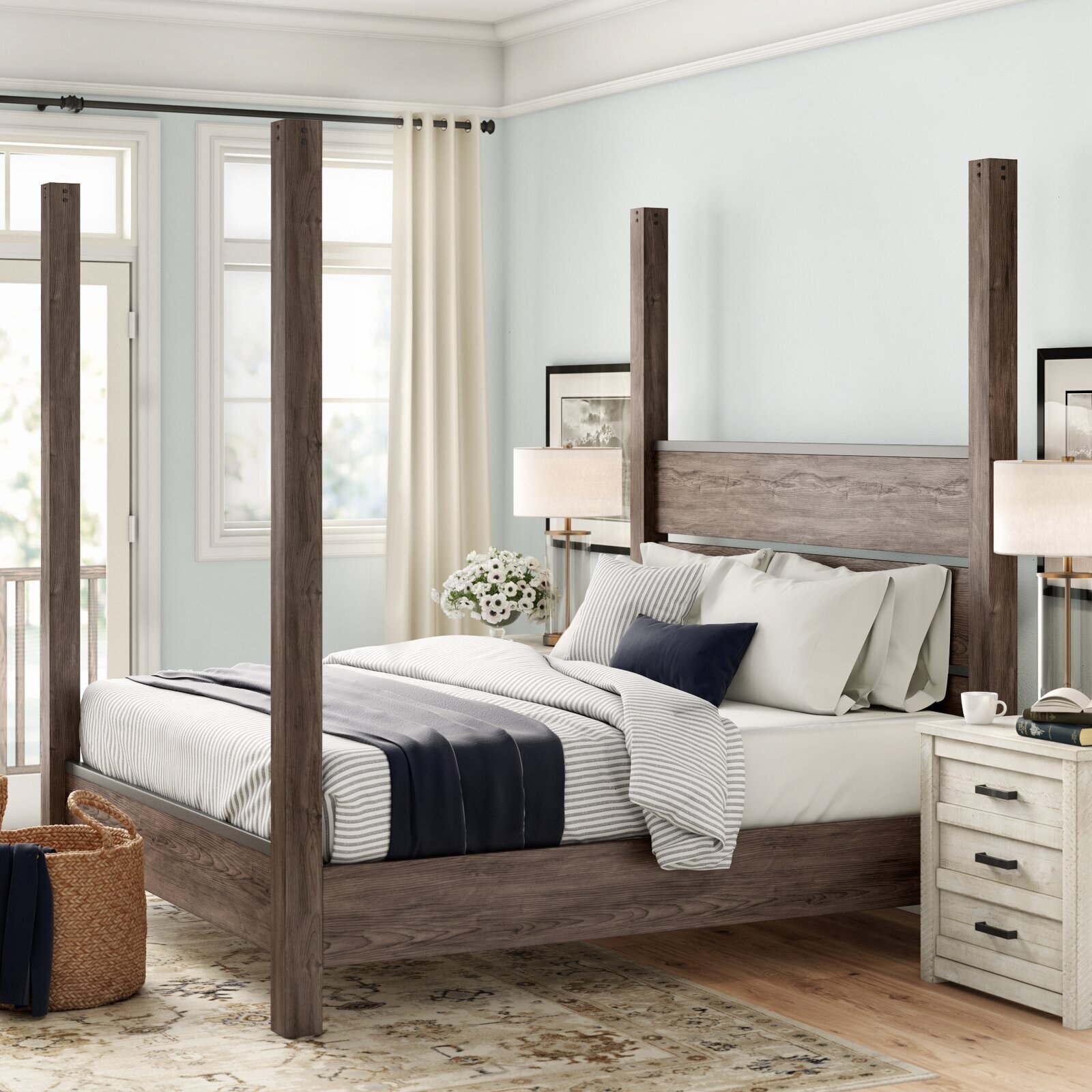 High poster bed in contemporary style 