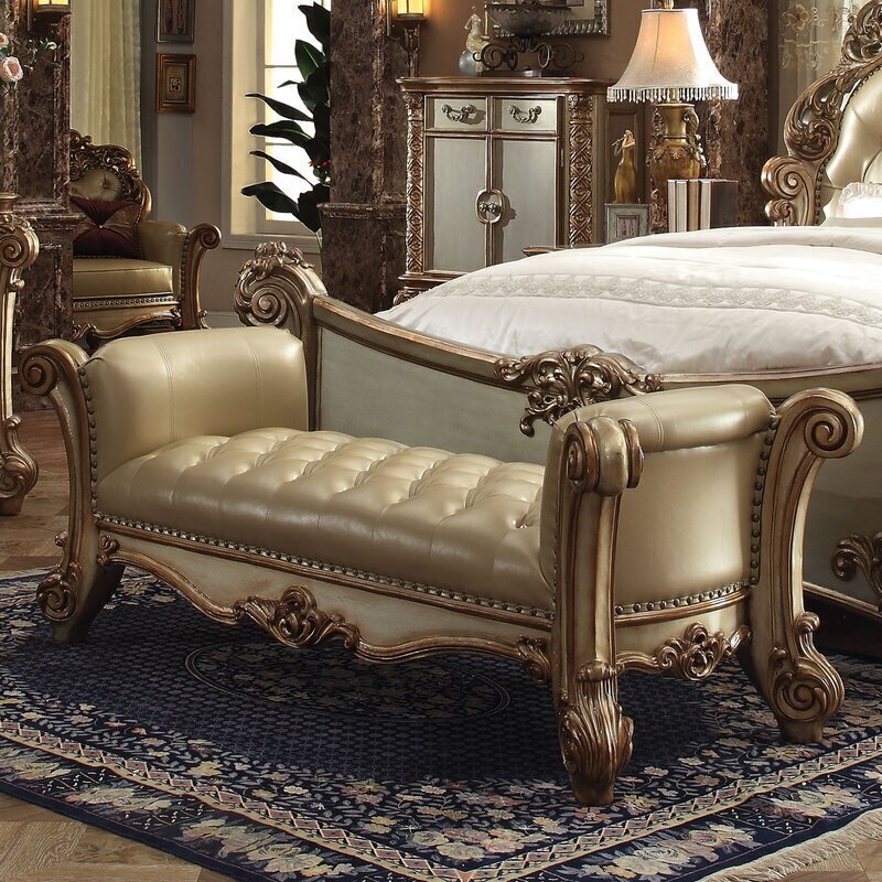 Highly Elegant Faux Leather Bedroom Bench