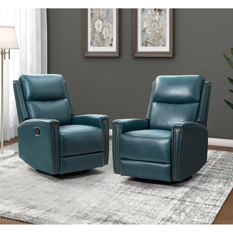 Hilario 30.31'' Wide Genuine Leather Swivel Rocker Recliner