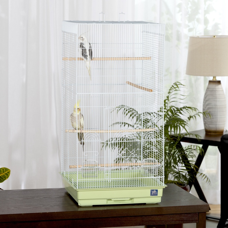 Hilary 36'' Steel Flat Top Table Top Bird Cage with Perch