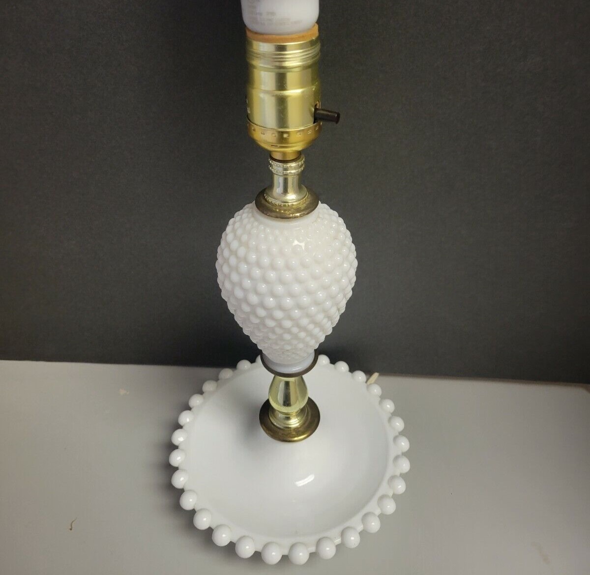 Hobnail Milk Glass Lamp