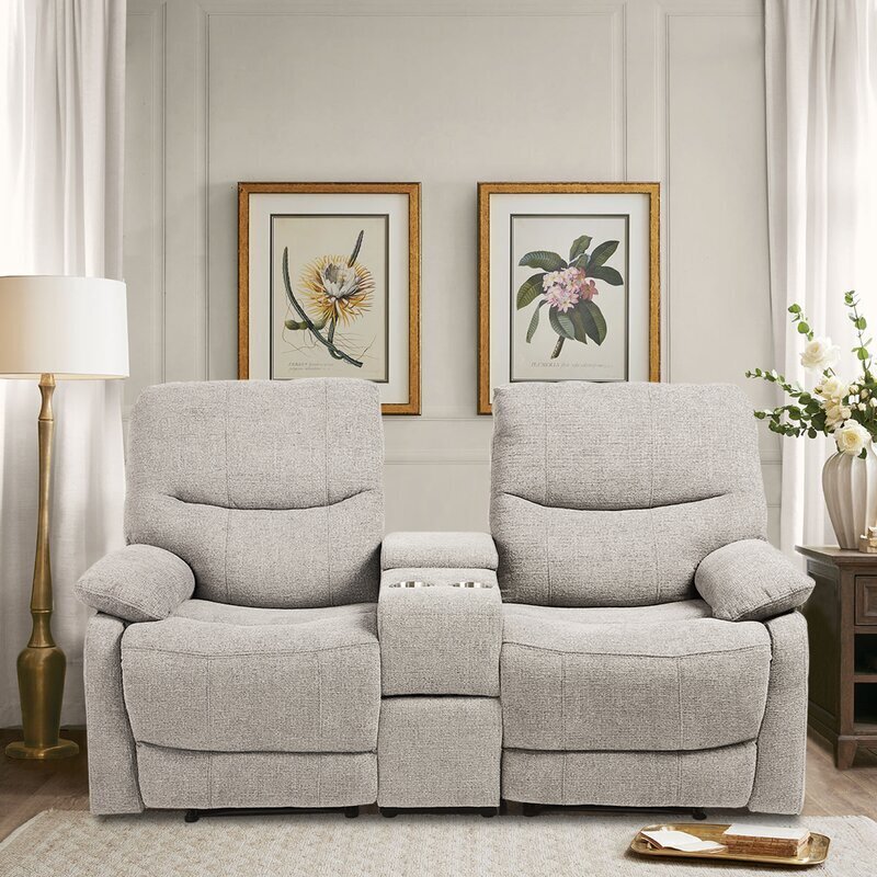 Home Theater Loveseat Sofa with Heated Massage