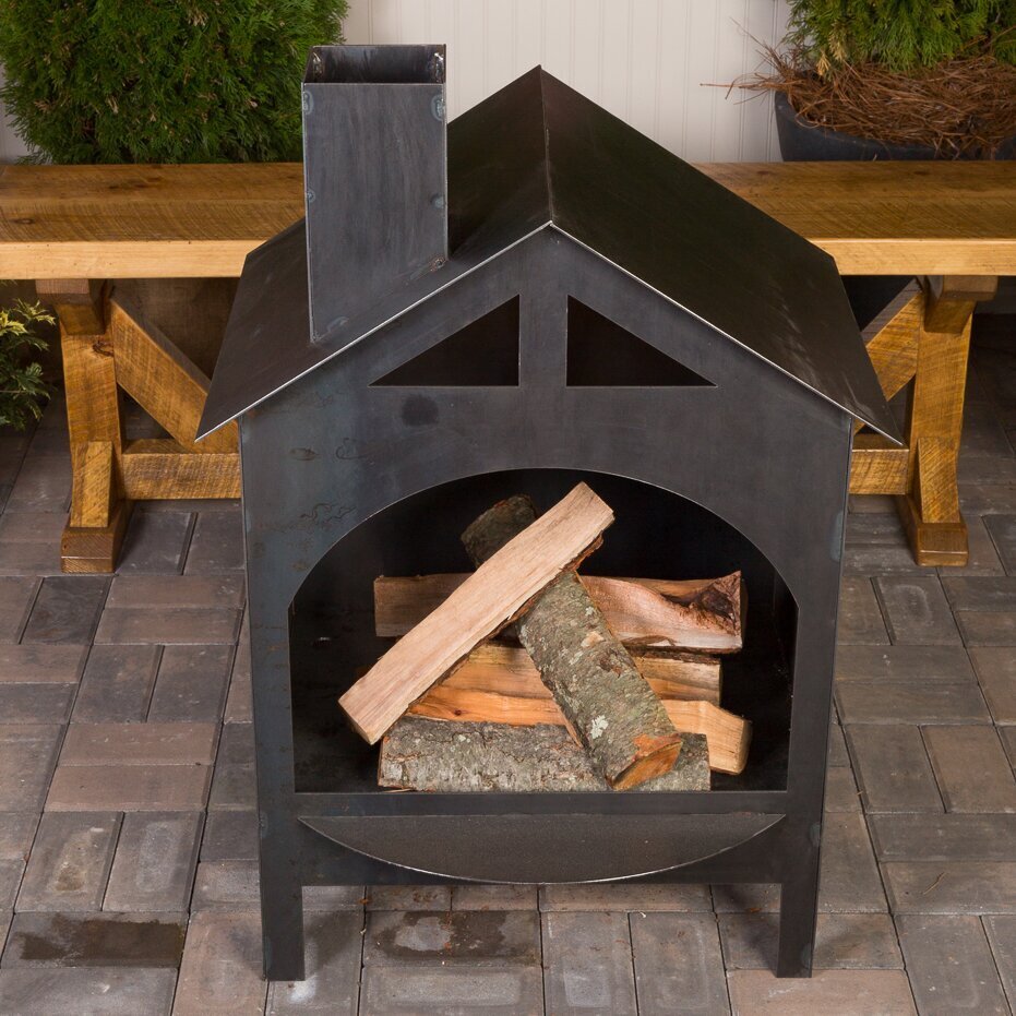 House Shaped Wood Burning Outdoor Fireplace