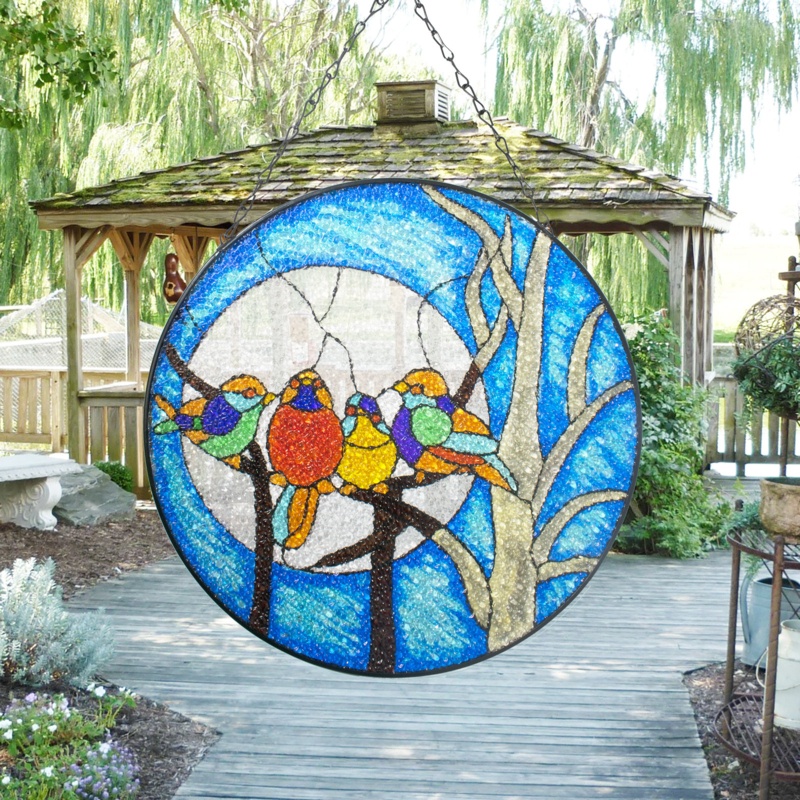 Hummingbird Stained Glass Window Panel
