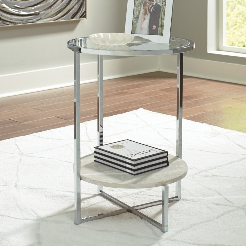 Hyattsville 24'' Tall Glass Floor Shelf End Table