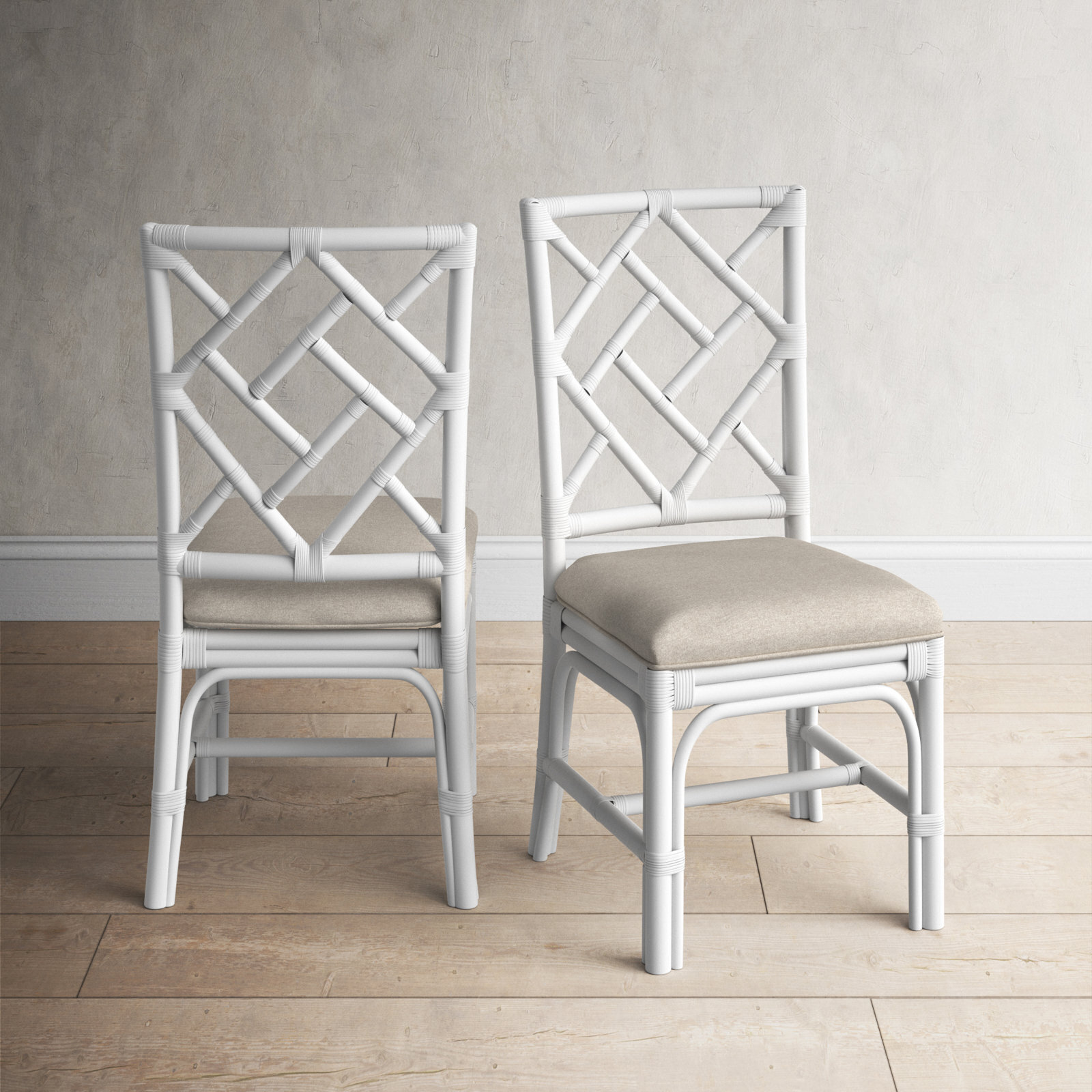 Indonesian Rattan, Cushioned Cross Back Chair
