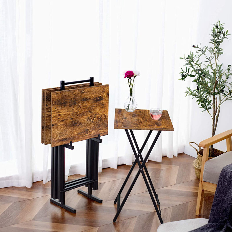 Industrial Farmhouse Mixed Material Folding TV Stands