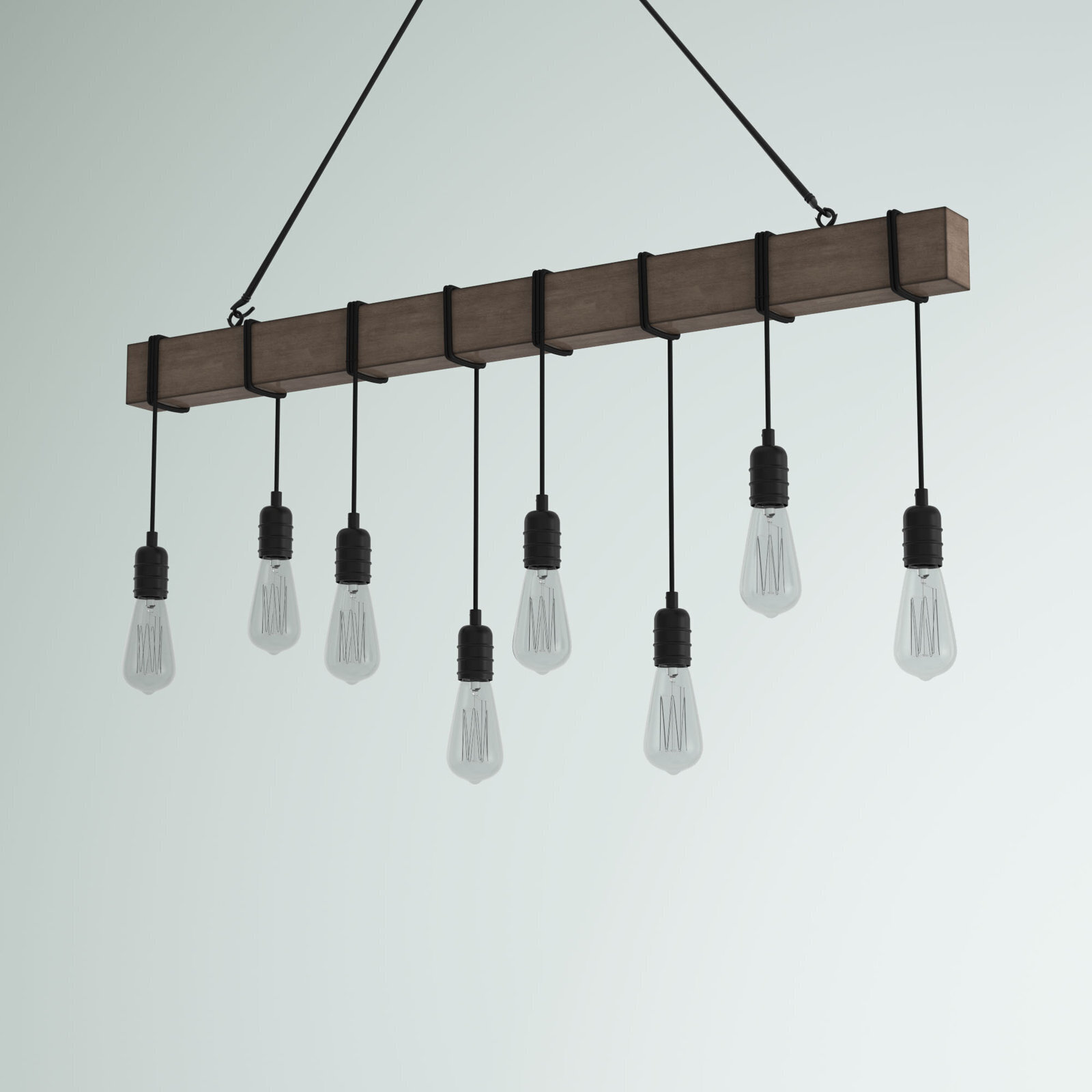 Industrial Style Linear Wood Chandelier