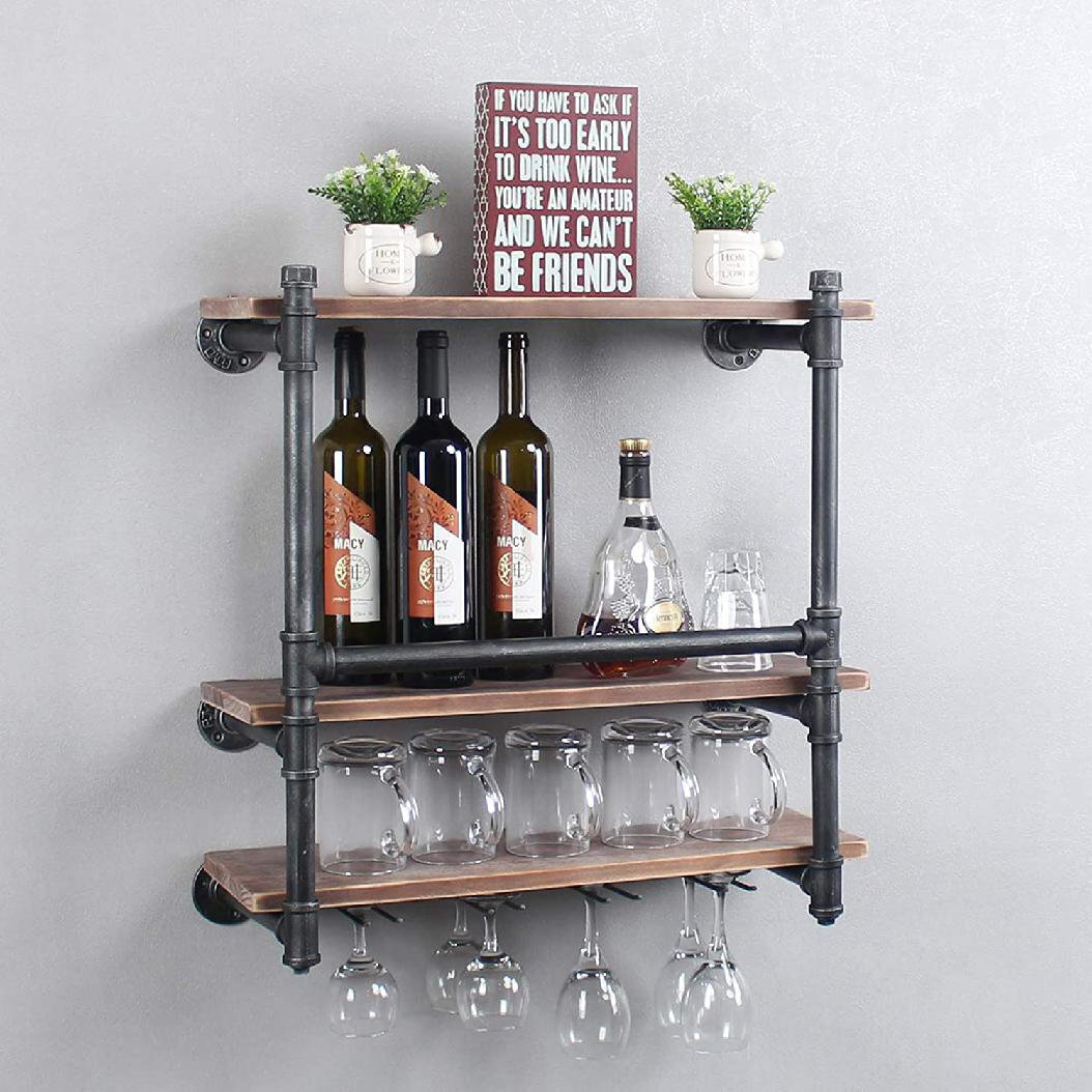 Industrial Style Wall Mounted Wine Glass Rack