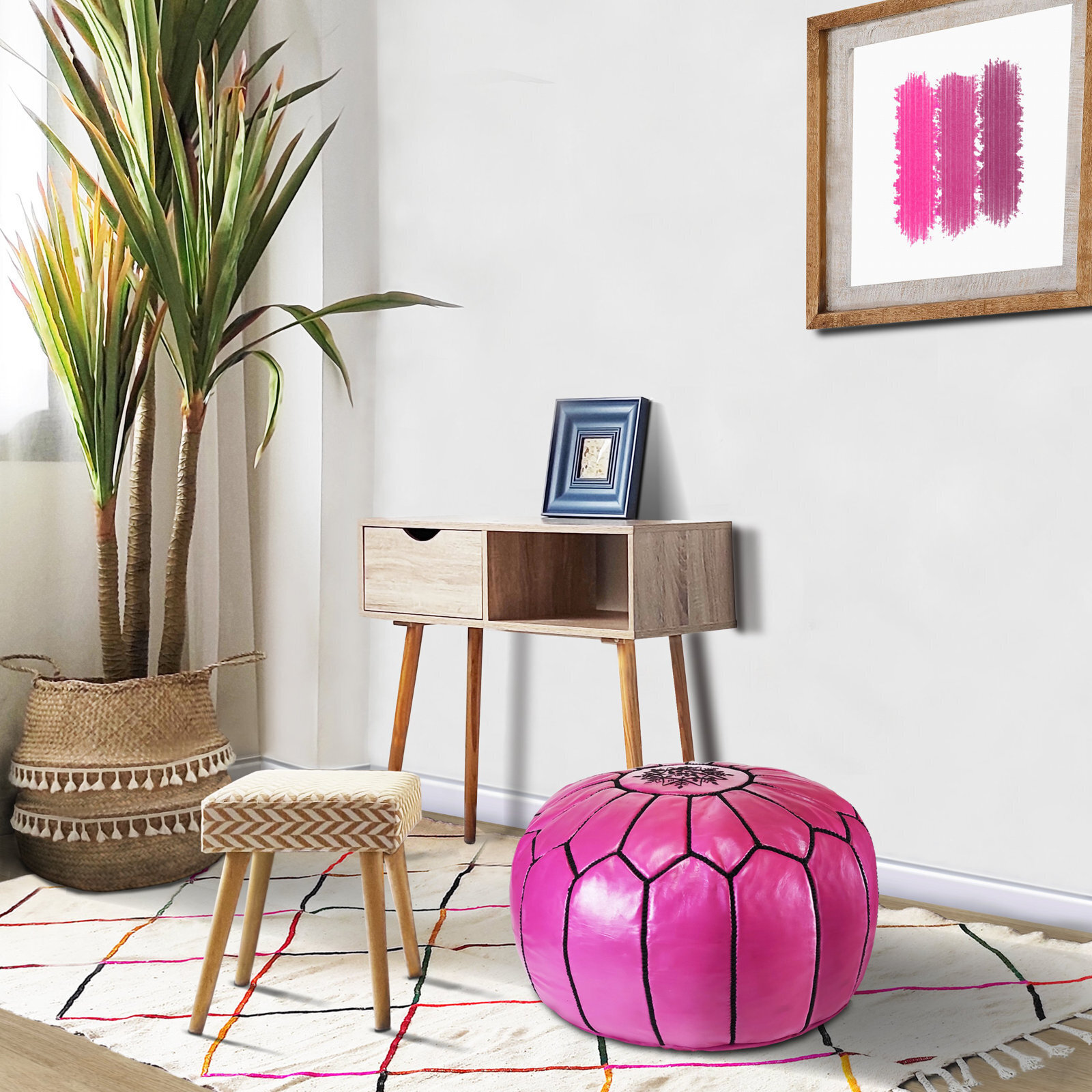 Interesting Ottoman With Metallic Fabric