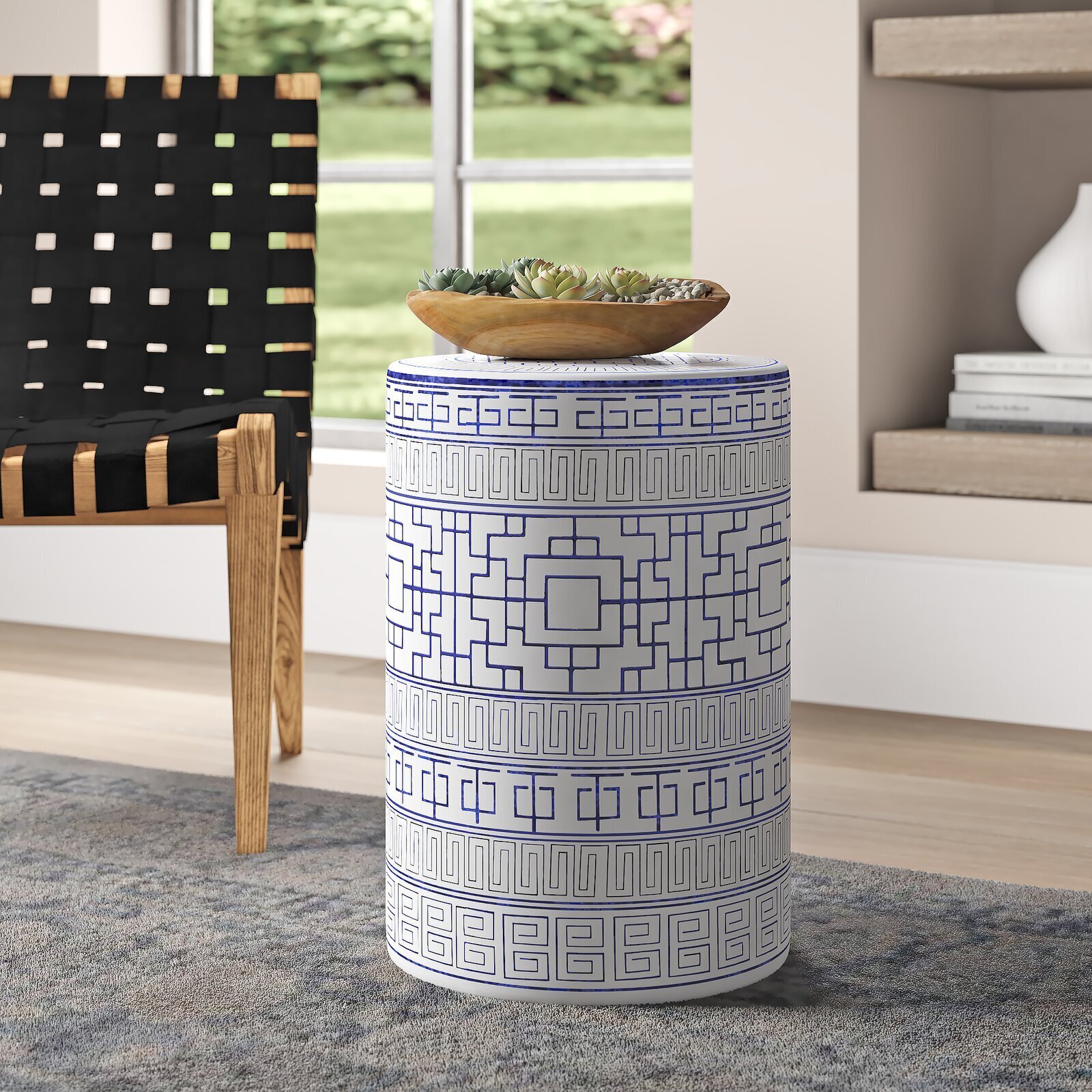 Intricately Patterned Asian Garden Stools