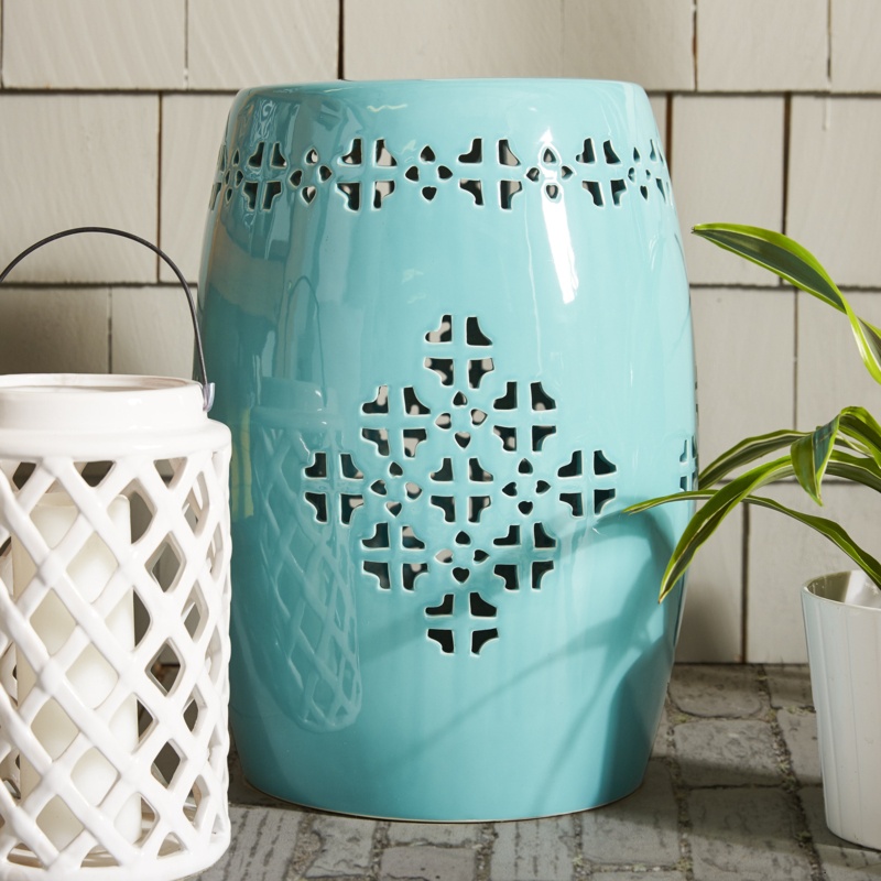 Geometric Ceramic Garden Stool