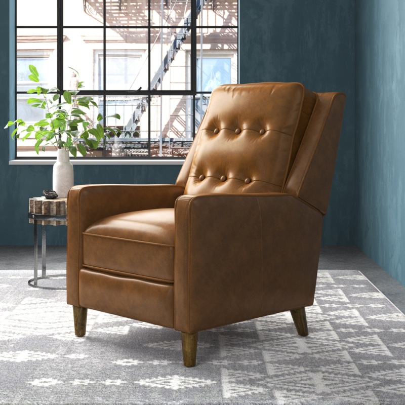Upholstered Leather Pushback Recliner