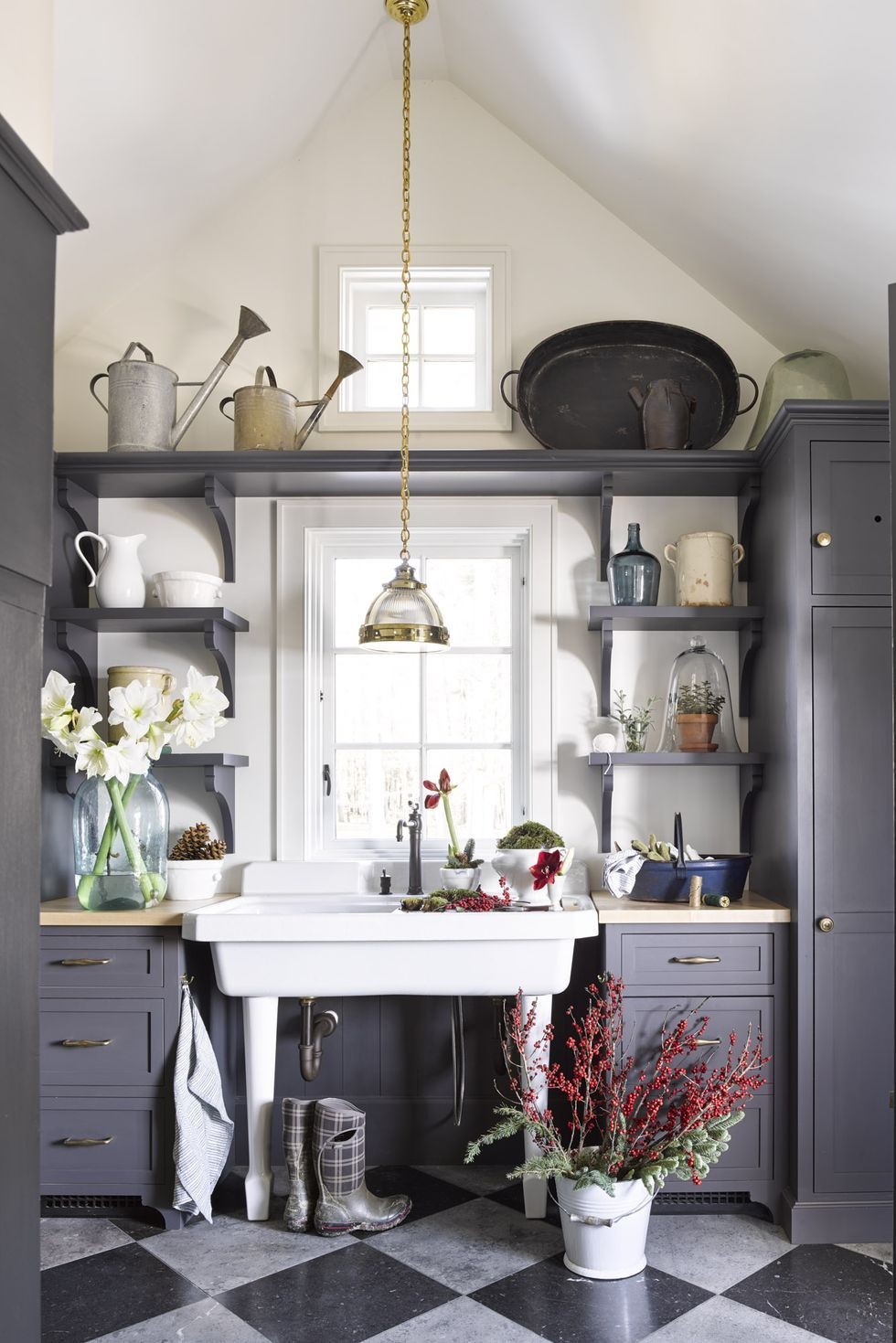 Kitchen With Hutch And Large Sink