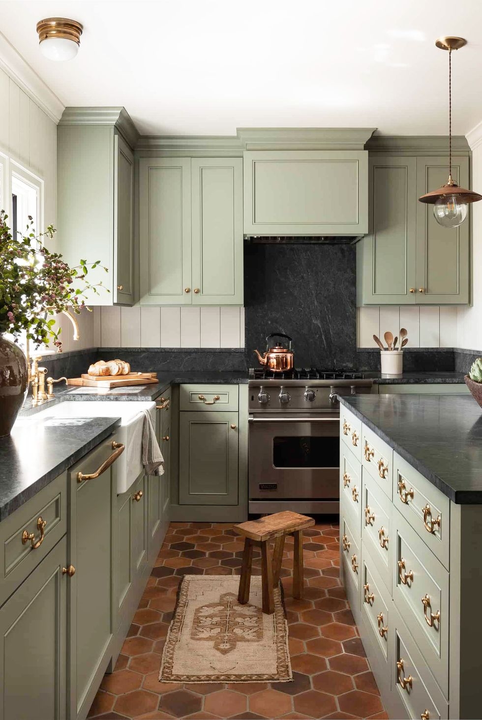 Kitchen With Mint Green Cabinet Decor