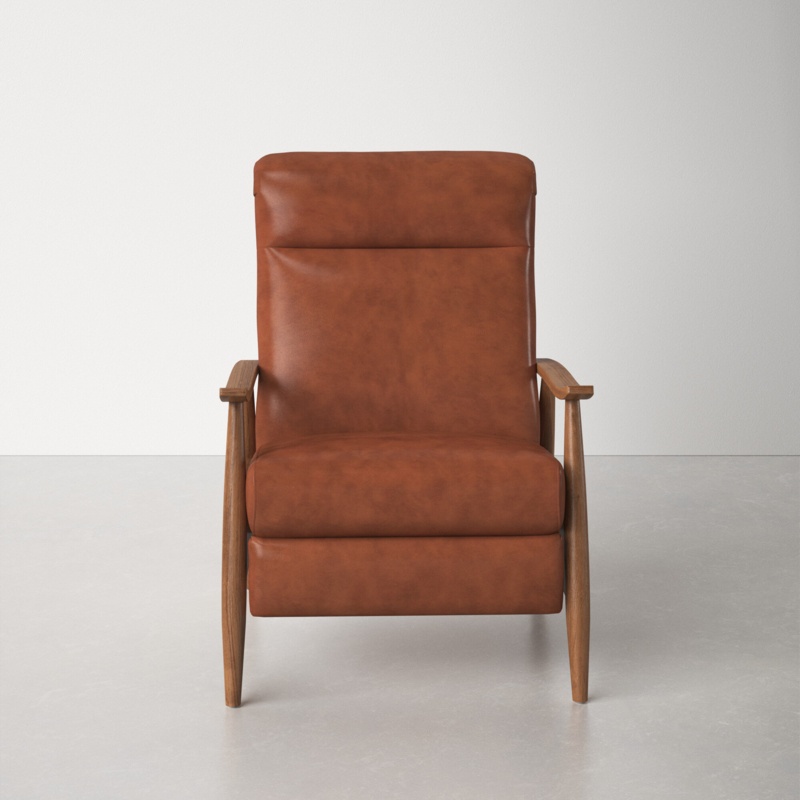 Wood Arm Push-Back Recliner Chair