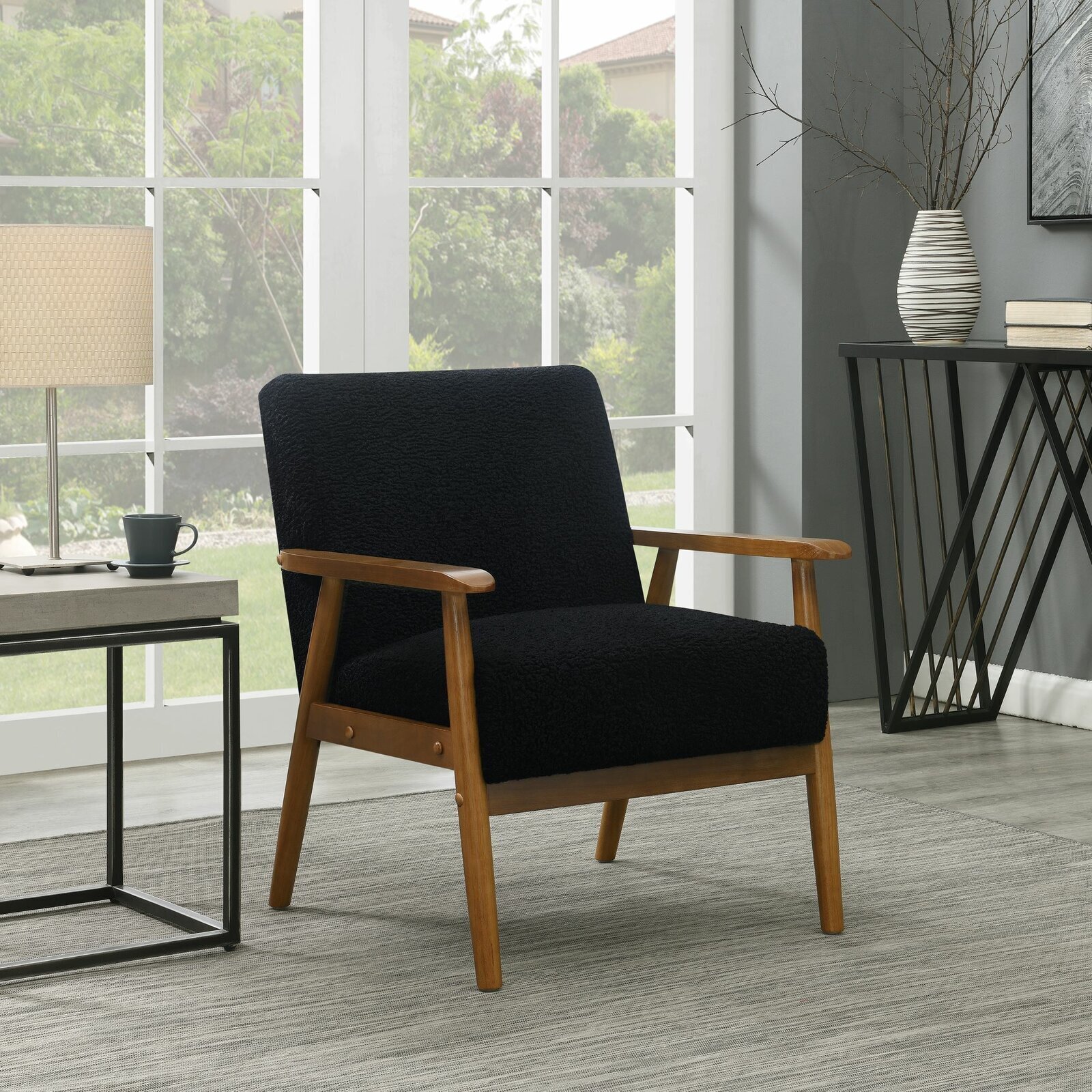 Laid Back Faux Fur Scandinavian Arm Chair
