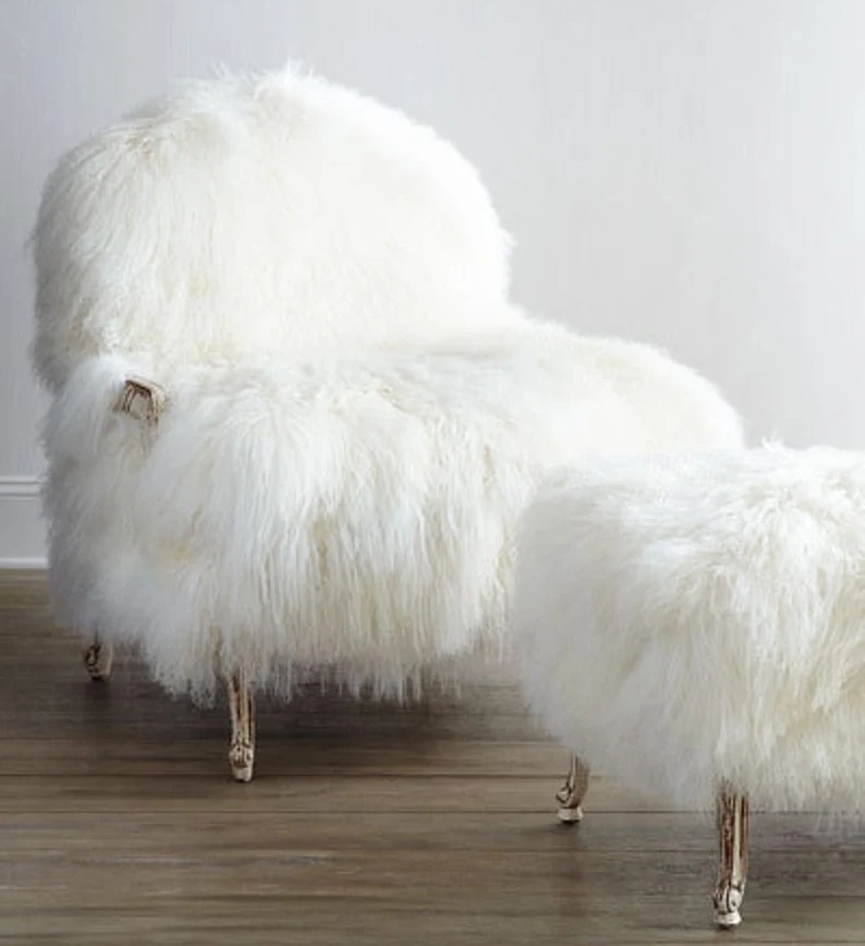 Large Bergere Style Fluffy Armchair