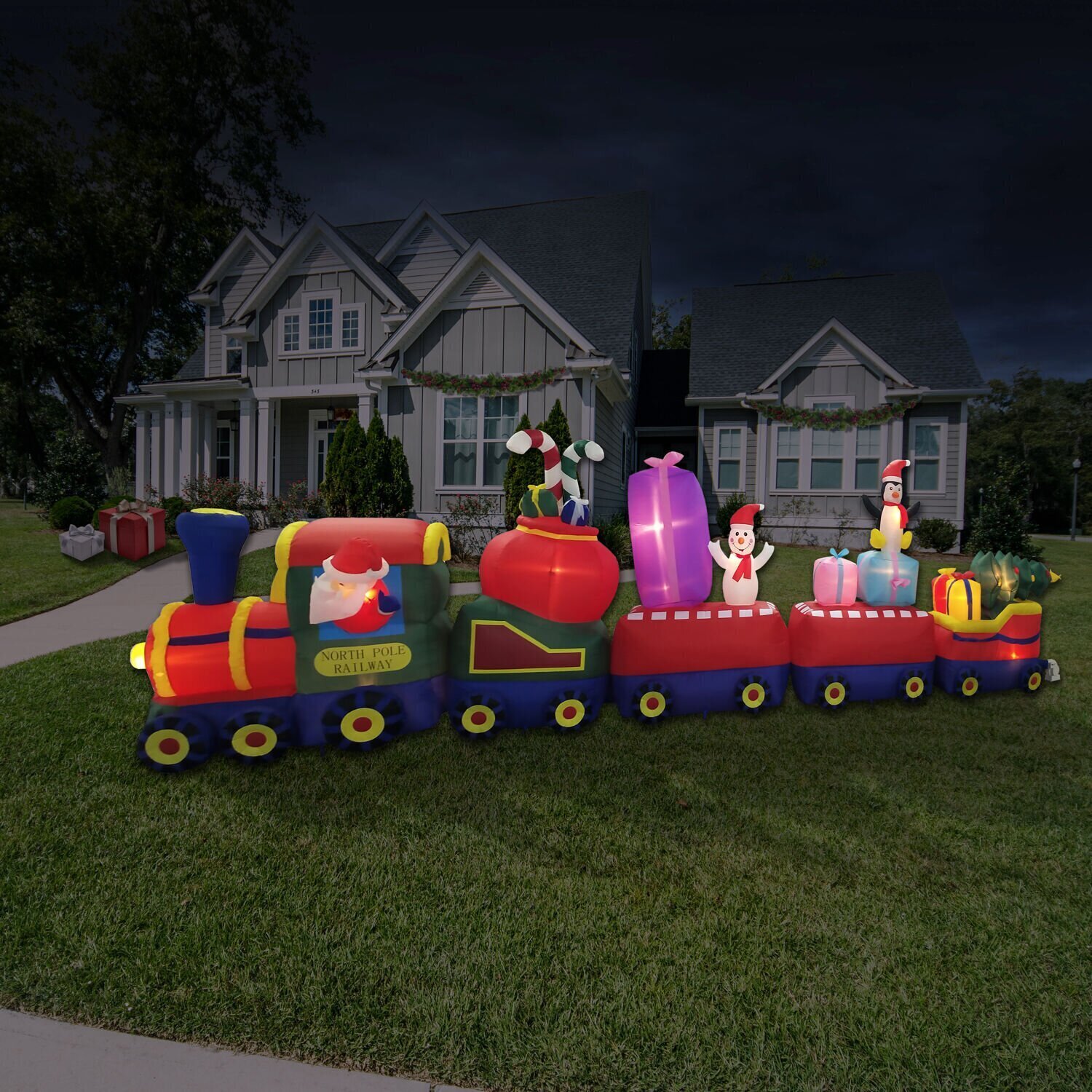 Large inflatable Christmas train decoration