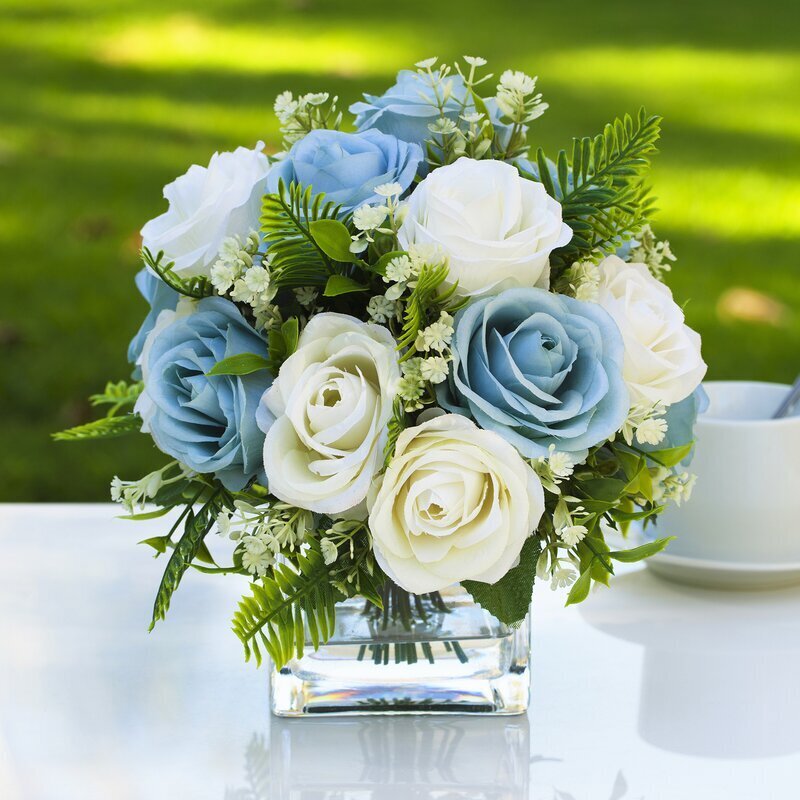 Large rose faux flower arrangement
