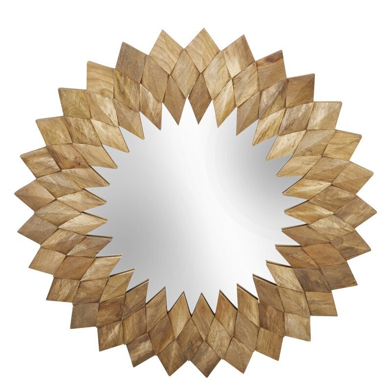 Large round wooden mirror