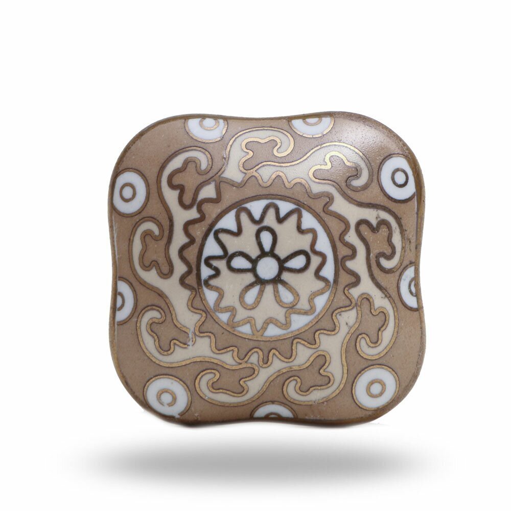 Large square cabinet pulls in a decorative design