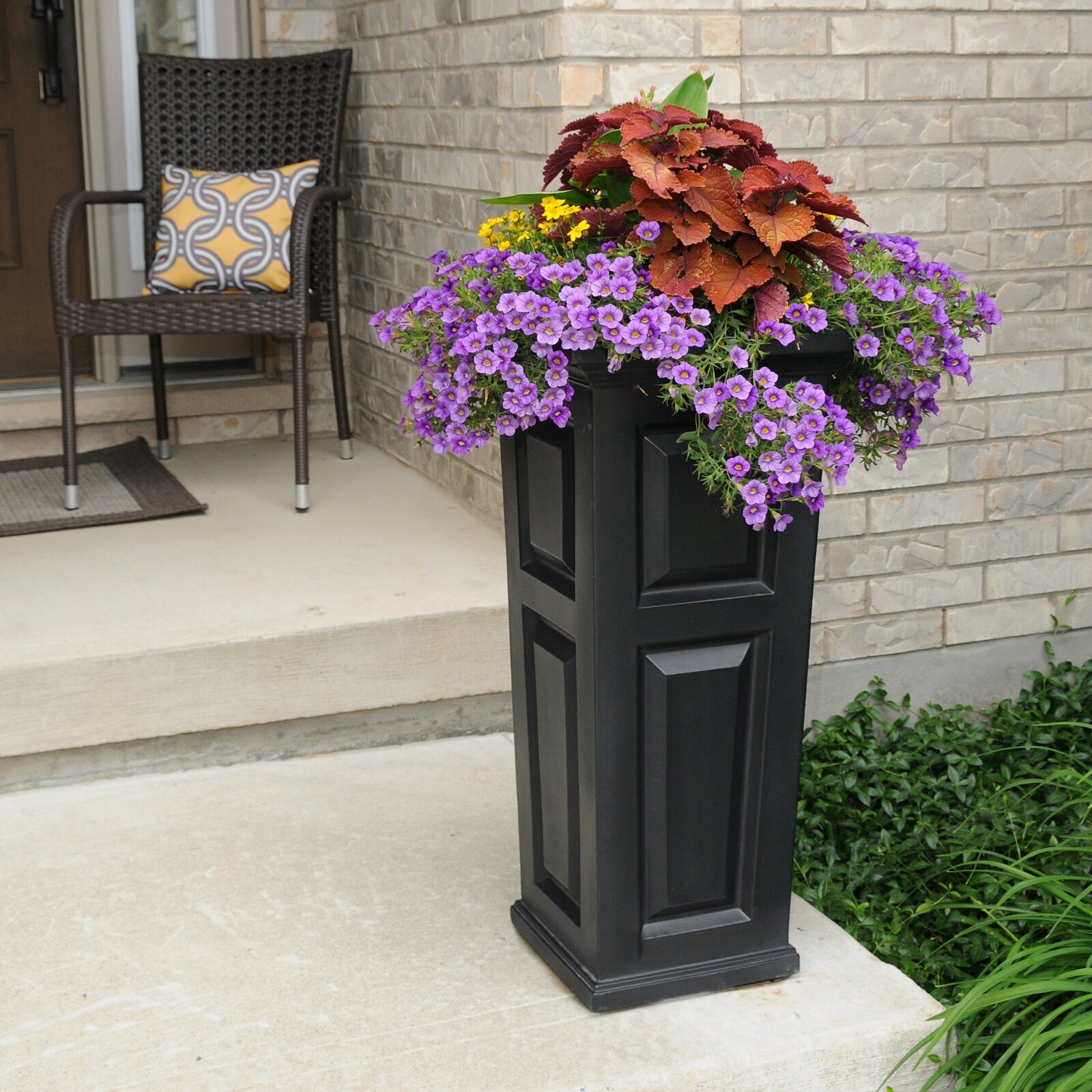 Large Tall Matte Black Planter