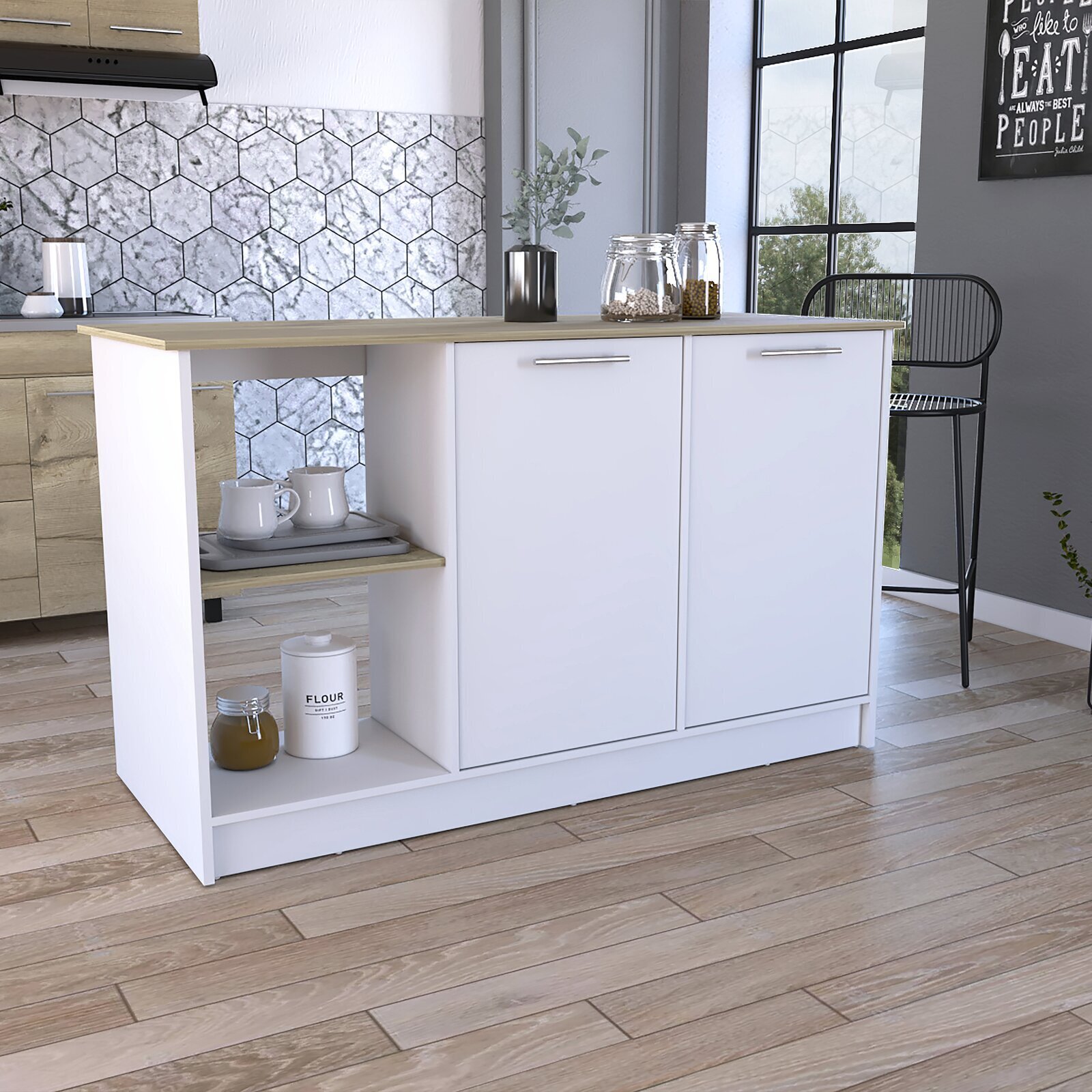 Large White Commercial Island