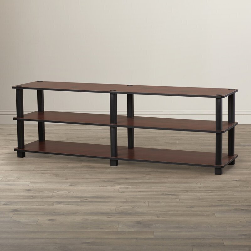 Large wooden shoe rack in a cherry finish