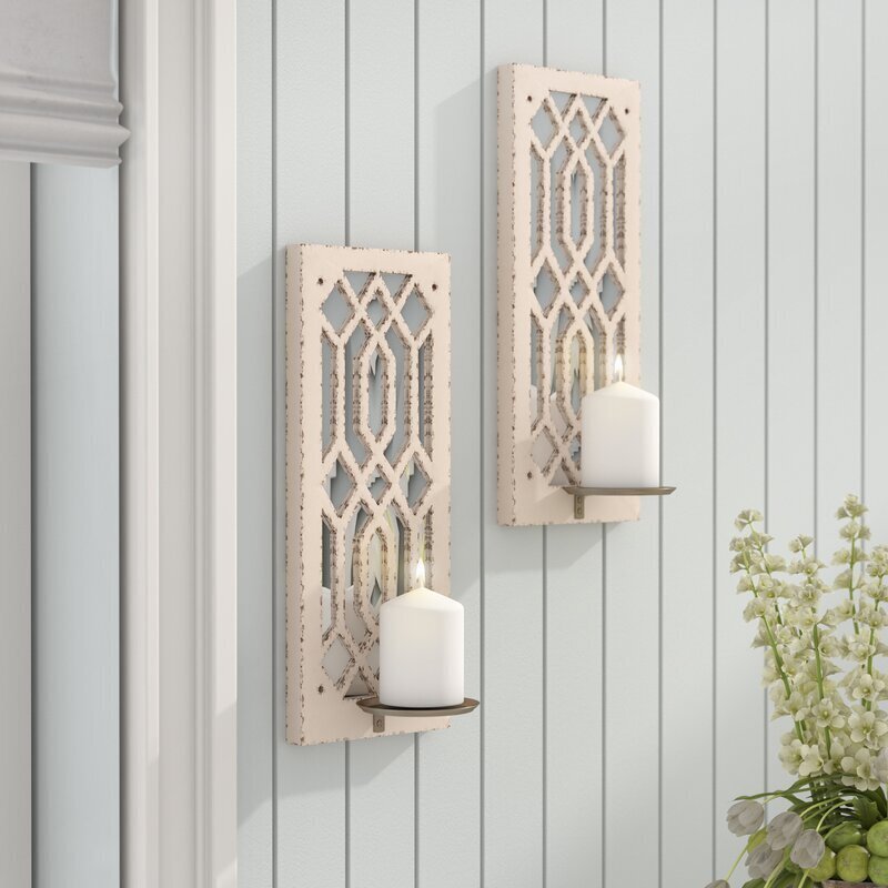 Lattice Design Wall Hurricane Candle Holders