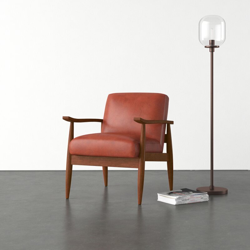 Leather and Wood Armchair
