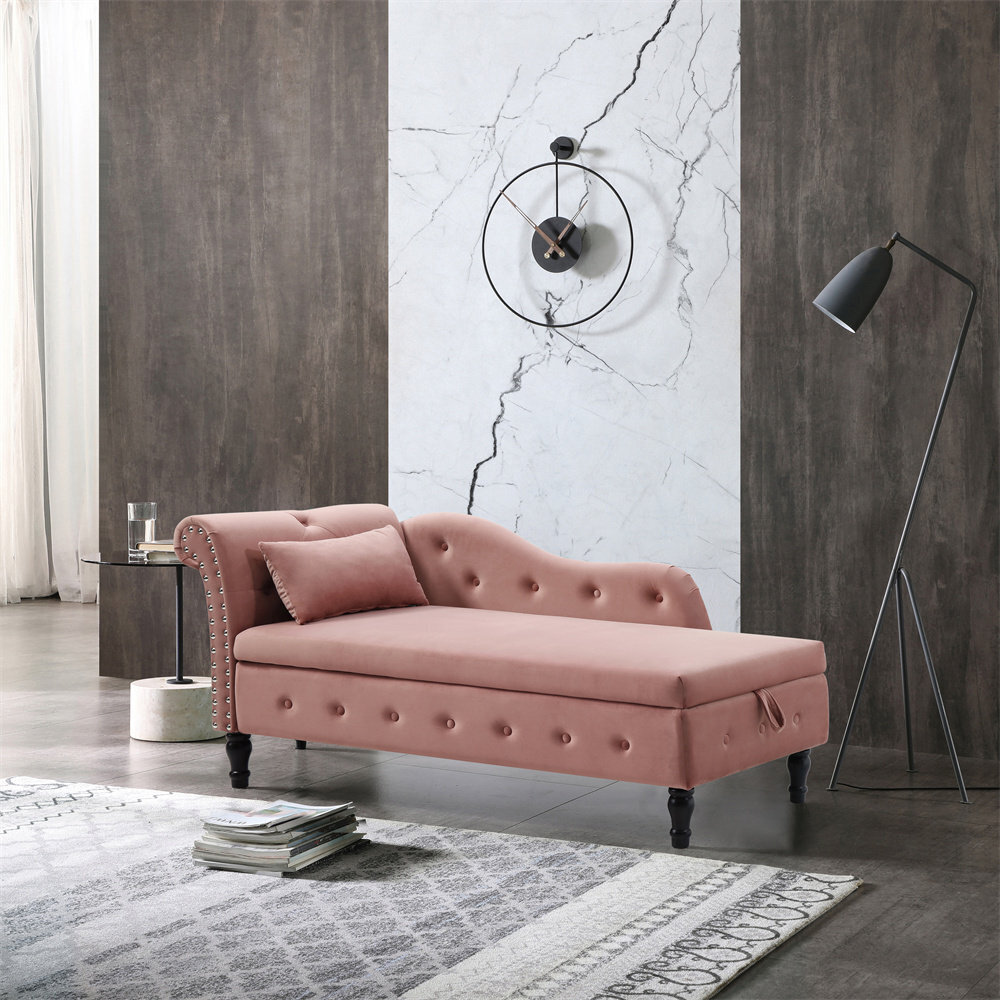 Left Arm Tufted Chaise Chair with Storage