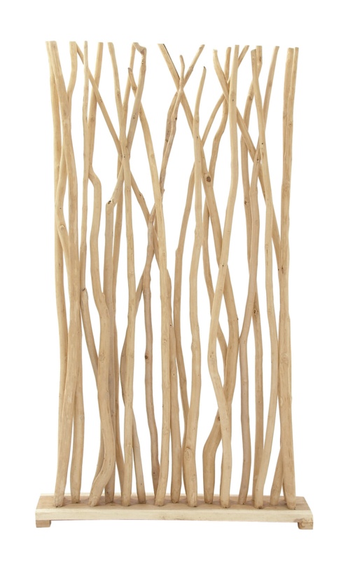 Light Brown Wood Handmade Single Panel Tree Room Divider Screen with Raw Branches